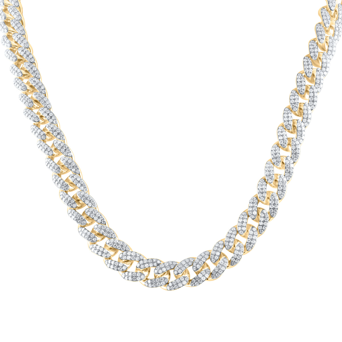 25 1/3CTW-DIA AM 12 MM CUBAN MENS CHAIN(22 INCH)