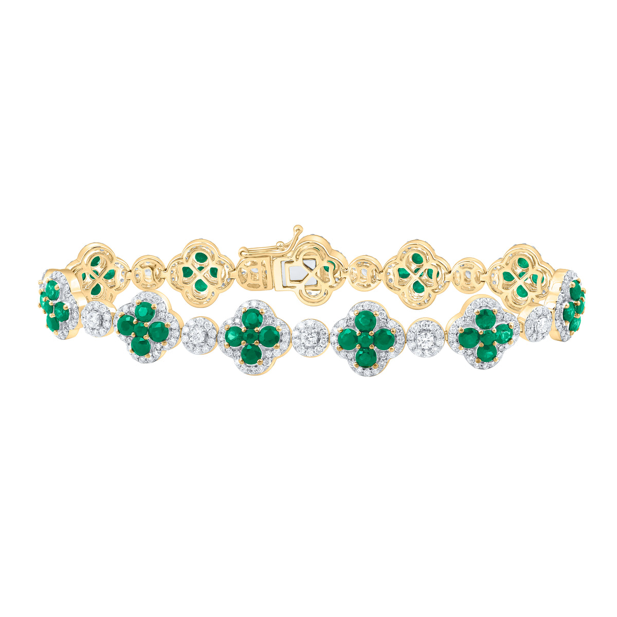 3CTW-DIA ANA M 5 5/8CTW RD-EM NAT GEM CLOVER BRACELET (7 INCH)