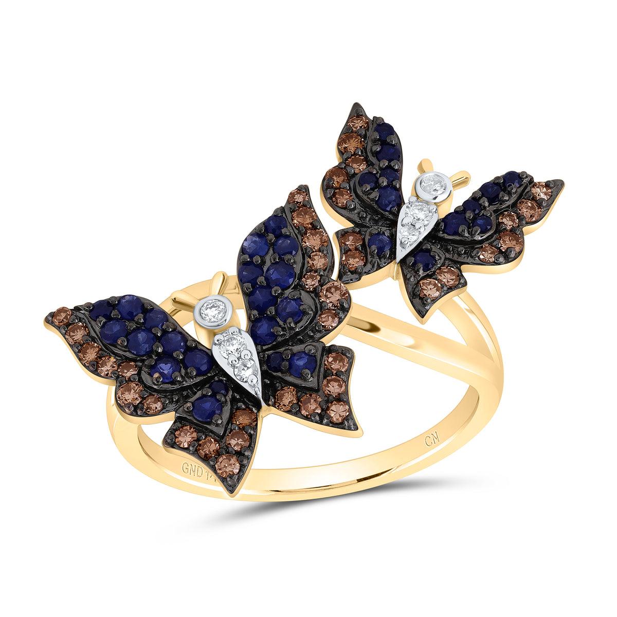 3/8CTW-DIA CN 3/8CTW RD-BS NAT GEM BUTTERFLY RING