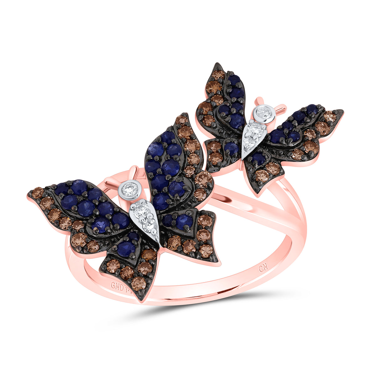 3/8CTW-DIA CN 3/8CTW RD-BS NAT GEM BUTTERFLY RING
