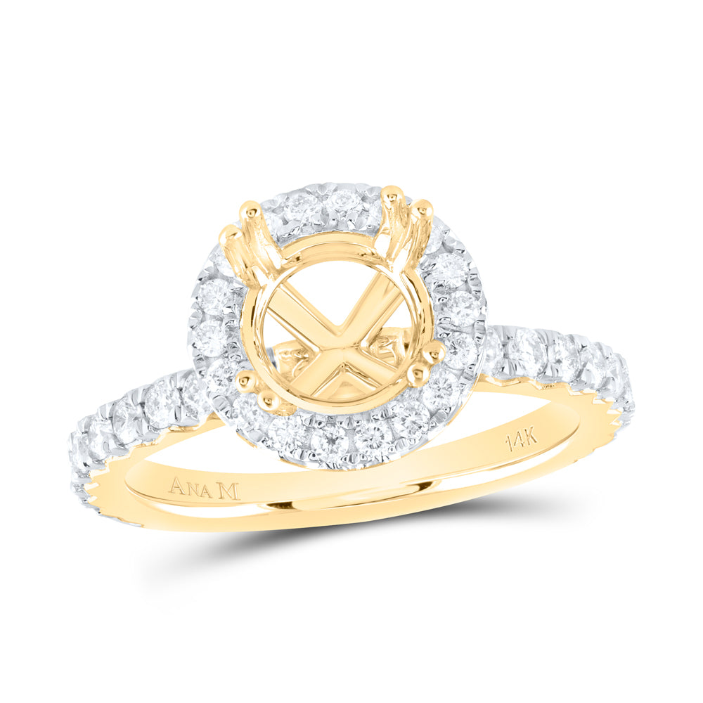 3/4CTW-DIA ANA M 1 1/2CT-CRD SEMI-MOUNT SINGLE HALO ENGAGEMENT RING