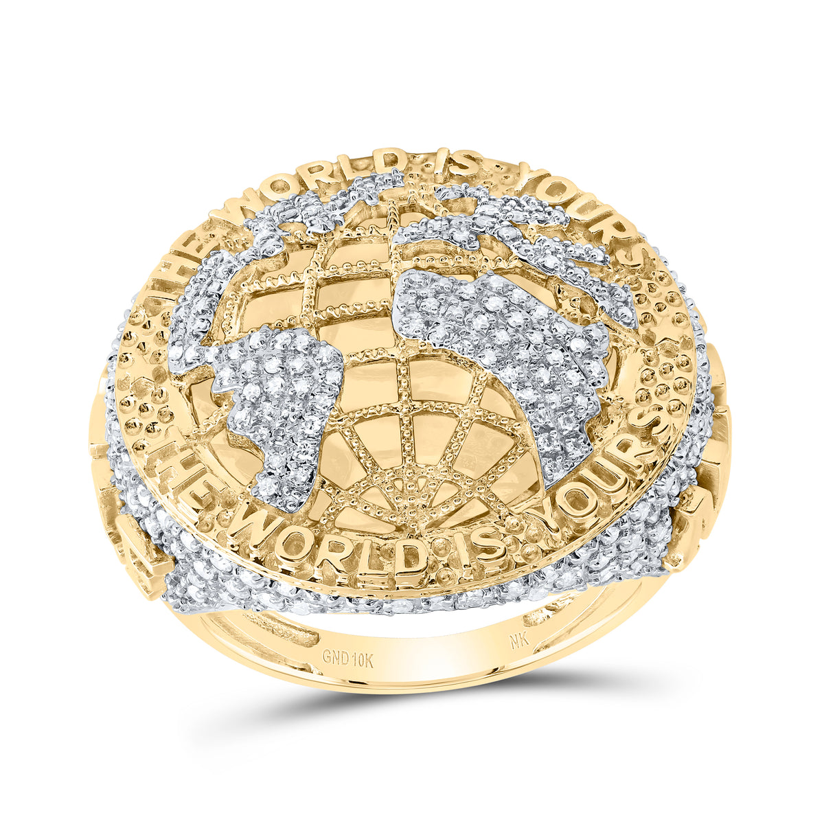 1 3/8CTW-DIA NK "THE WORLD IS YOURS" MENS RING