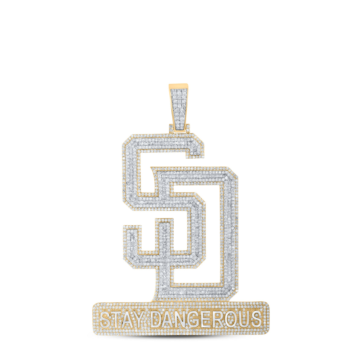 4 5/8CTW-DIA NK ?STAY DANGEROUS? MENS CHARM