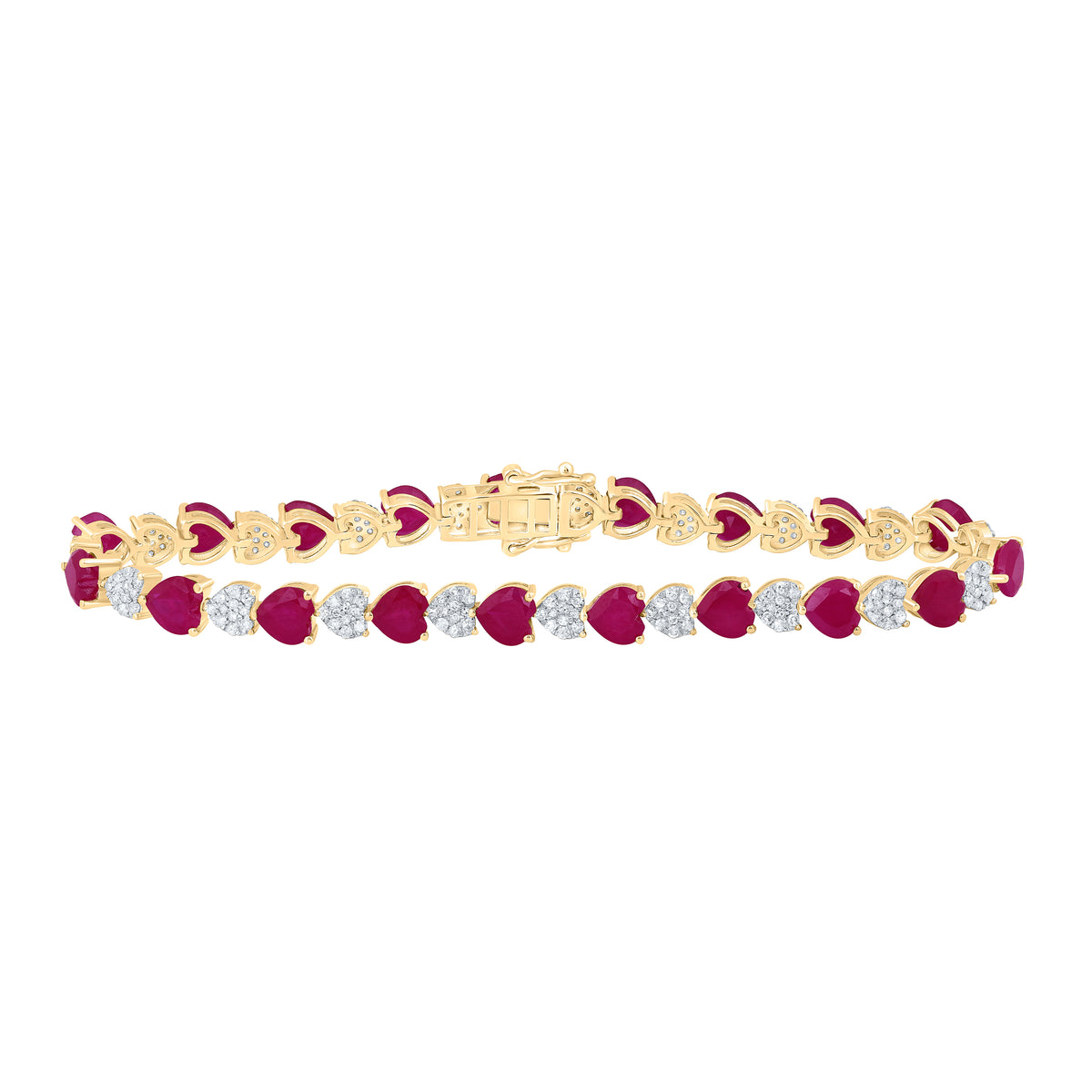 1 1/5CTW-DIA P1 5X5 MM HEART-RU SYNTHETIC BRACELET(7 INCH)