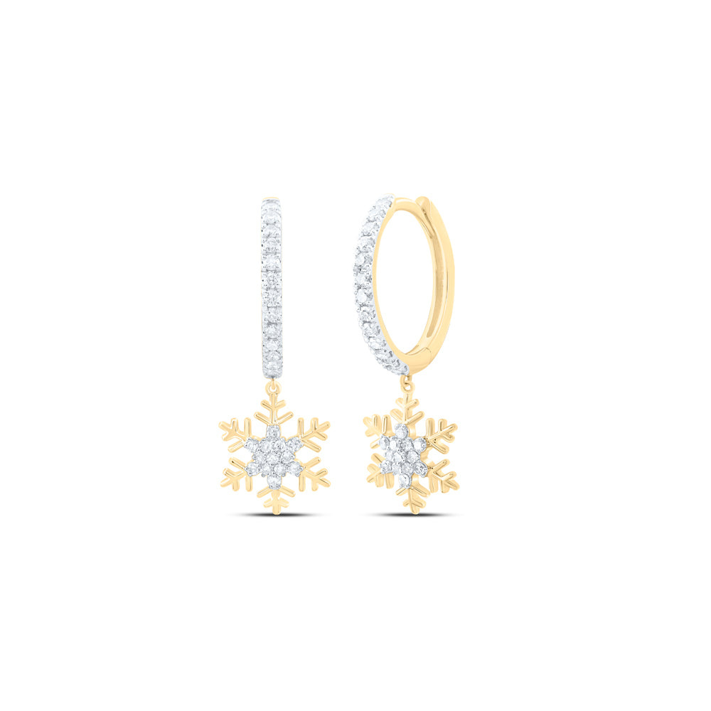 3/8CTW-DIA NK FASHION SNOW FLAKE DANGLING EARRING