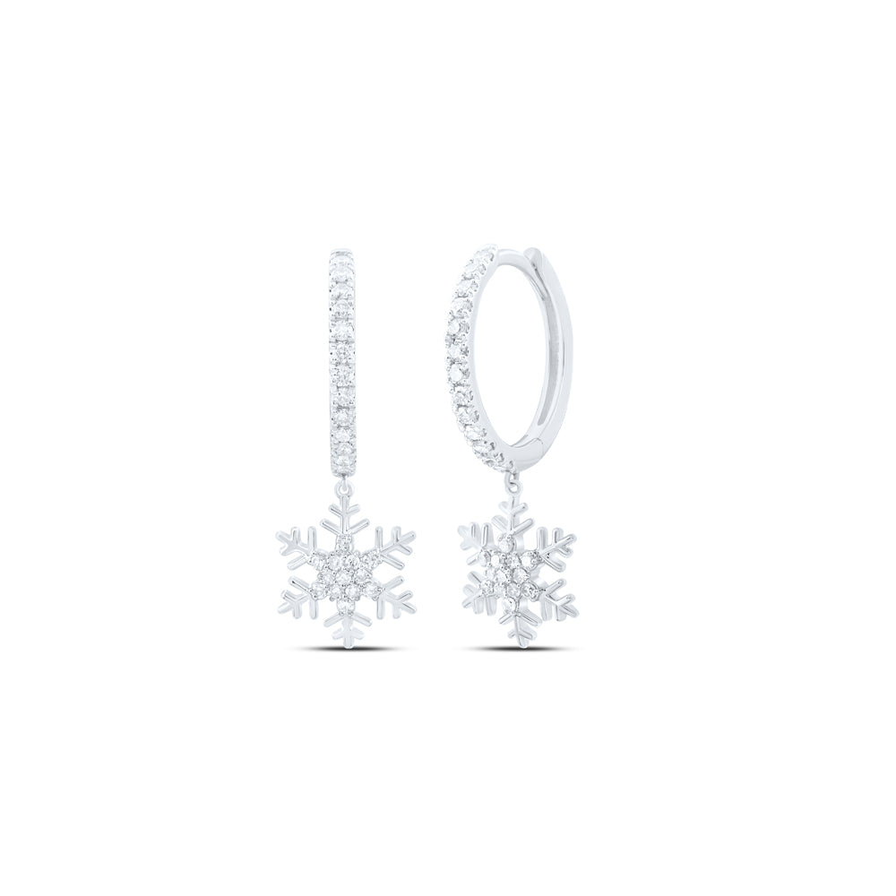 3/8CTW-DIA NK FASHION SNOW FLAKE DANGLING EARRING