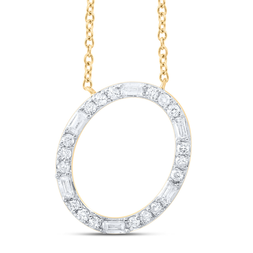 1/4CTW-DIA CN INITIAL "O" FASHION BAGUETTE NECKLACE (18 INCH)
