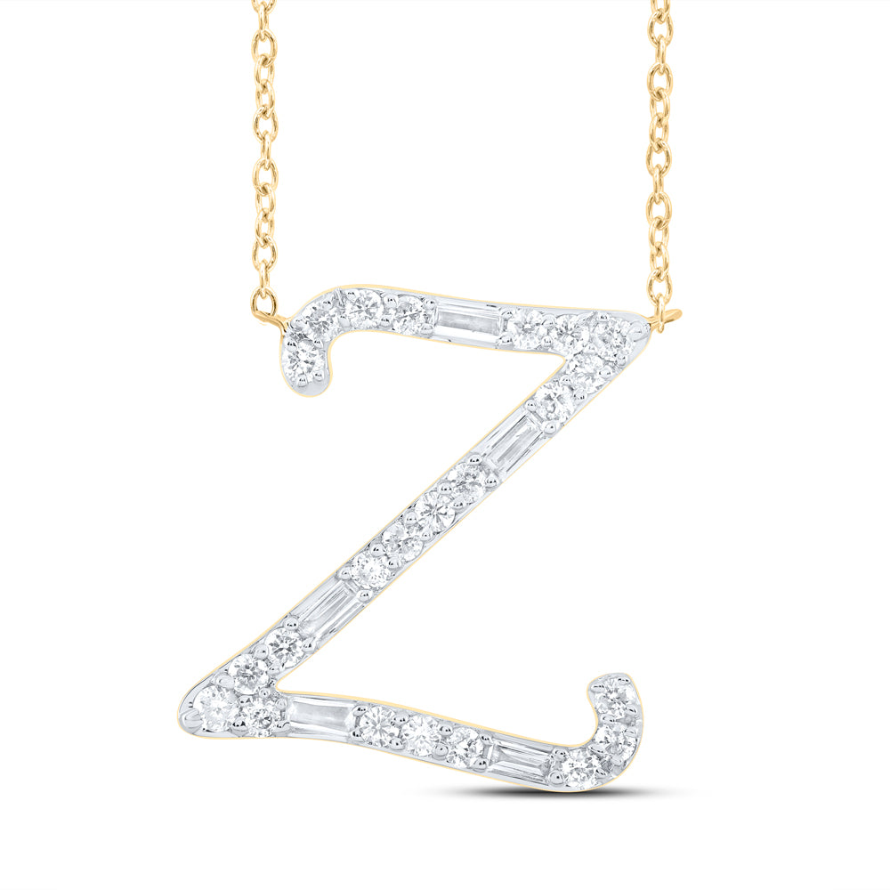 1/5CTW-DIA CN INITIAL "Z" FASHION BAGUETTE NECKLACE (18 INCH)