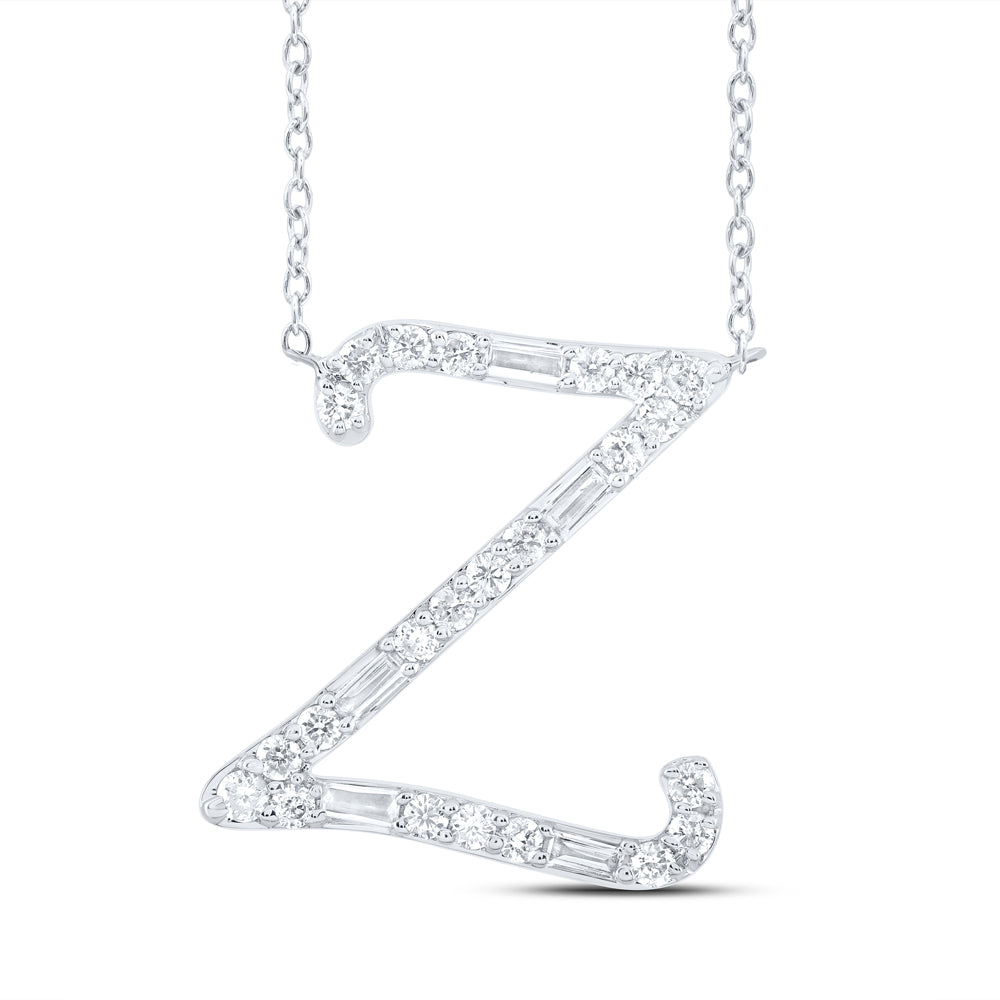 1/5CTW-DIA CN INITIAL "Z" FASHION BAGUETTE NECKLACE (18 INCH)