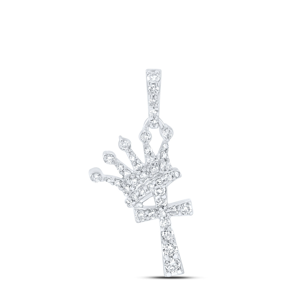 1/3CTW-DIA NK FASHION CROWN CROSS LADIES PENDANT