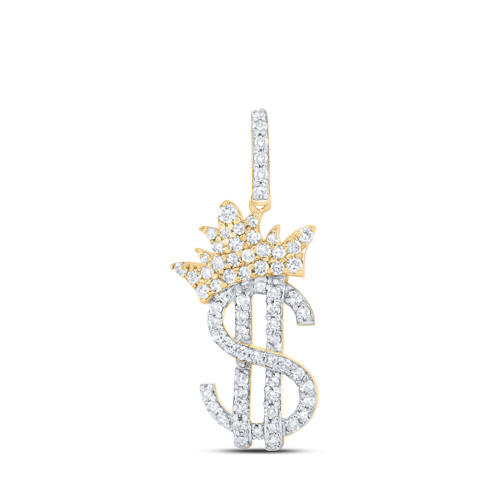 3/8CTW-DIA NK FASHION CROWN DOLLAR SIGN LADIES PENDANT