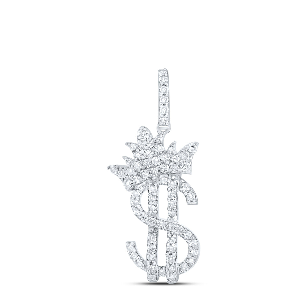3/8CTW-DIA NK FASHION CROWN DOLLAR SIGN LADIES PENDANT