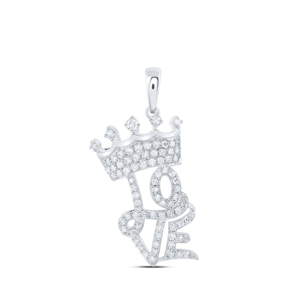 1/2CTW-DIA NK FASHION CROWN "LOVE" LADIES PENDANT