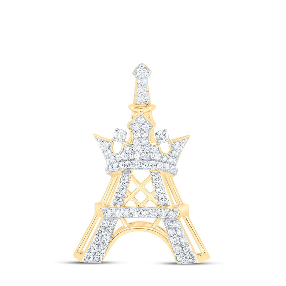 3/4CTW-DIA NK FASHION CROWN EIFFEL TOWER LADIES PENDANT