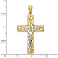 Load image into Gallery viewer, 14K Two-Tone D/C Large Block Filigree Crucifix Pendant
