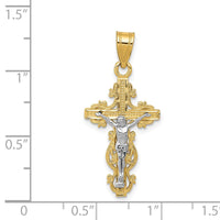 Load image into Gallery viewer, 14K Two-tone Small Narrow Cross w/Crucifix Pendant
