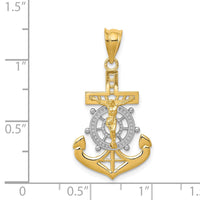 Load image into Gallery viewer, 14k w/Rhodium Diamond-cut Mariners Cross Pendant
