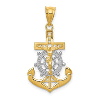 Load image into Gallery viewer, 14k w/Rhodium Diamond-cut Mariners Cross Pendant
