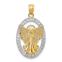 Load image into Gallery viewer, 14K W/Rhodium BELIEVE PEACE FAITH HOPE Angel Pendant
