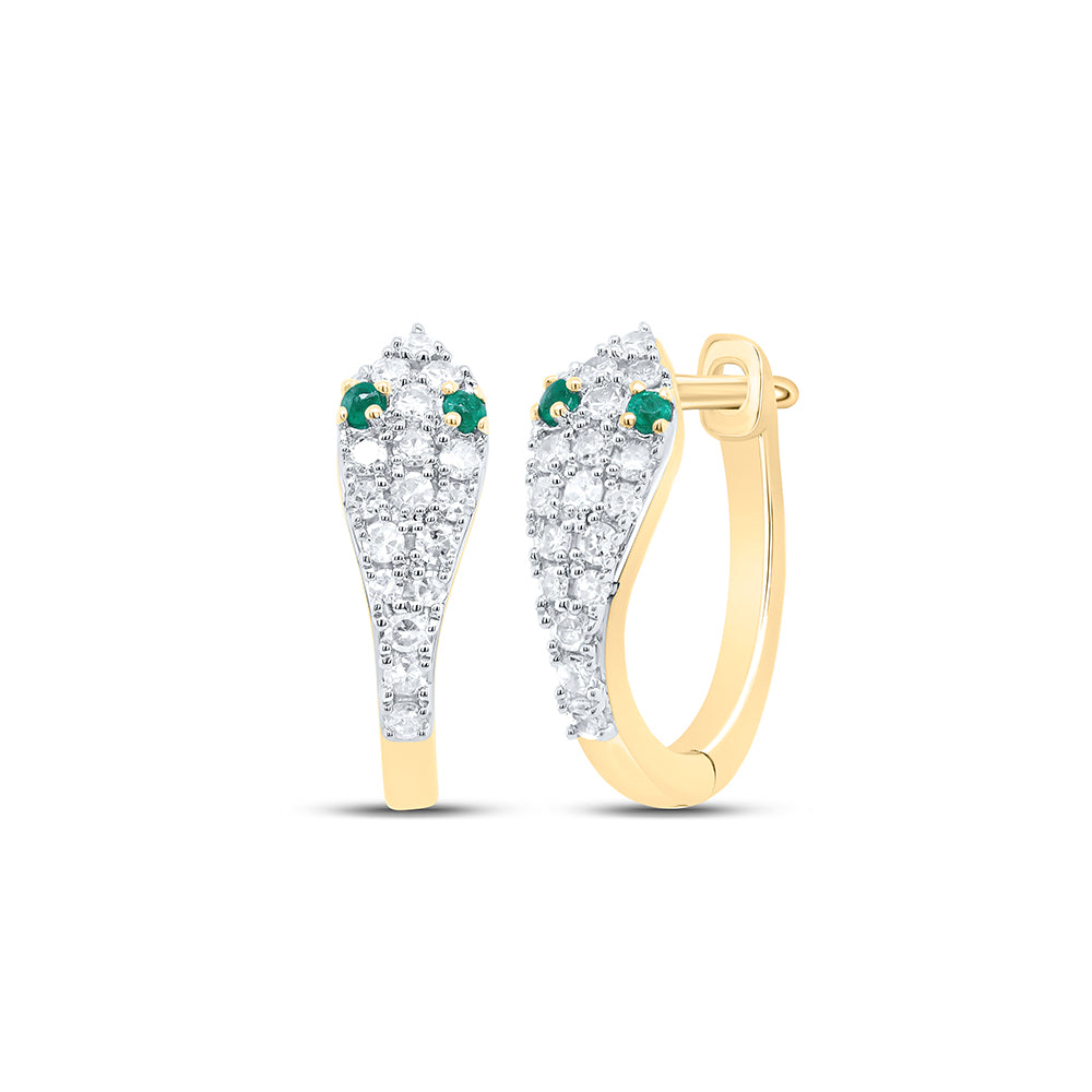 1/5CTW-DIA CN 0.03CT RD-EM NAT GEM SNAKE HOOP EARRING