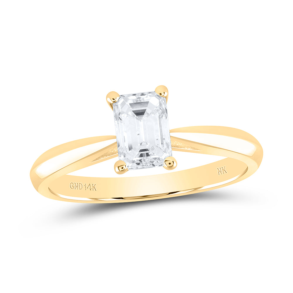 3/4CT-DIA SI IJ EMERLAD SOLITAIRE  RING