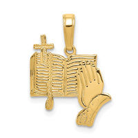 Load image into Gallery viewer, 14K Bible, Praying Hands, and Cross Pendant
