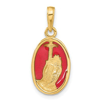 Load image into Gallery viewer, 14K Red Enamel Praying Hands and Cross Pendant
