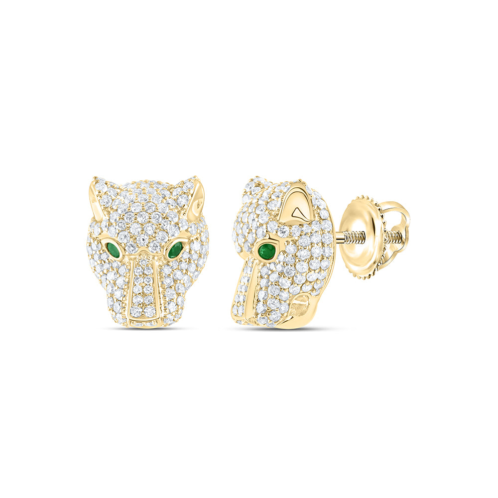 2 3/8CTW-DIA CN 0.19CT-EM-RD LADIES LEOPARD EARRING