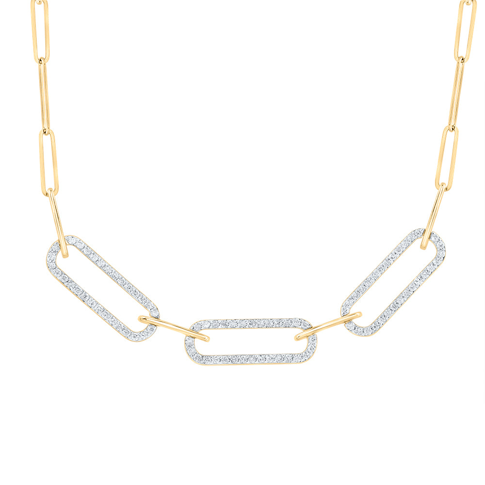 3/4CTW-DIA ANA M FASHION PAPER CLIP NECKLACE (18 INCH)