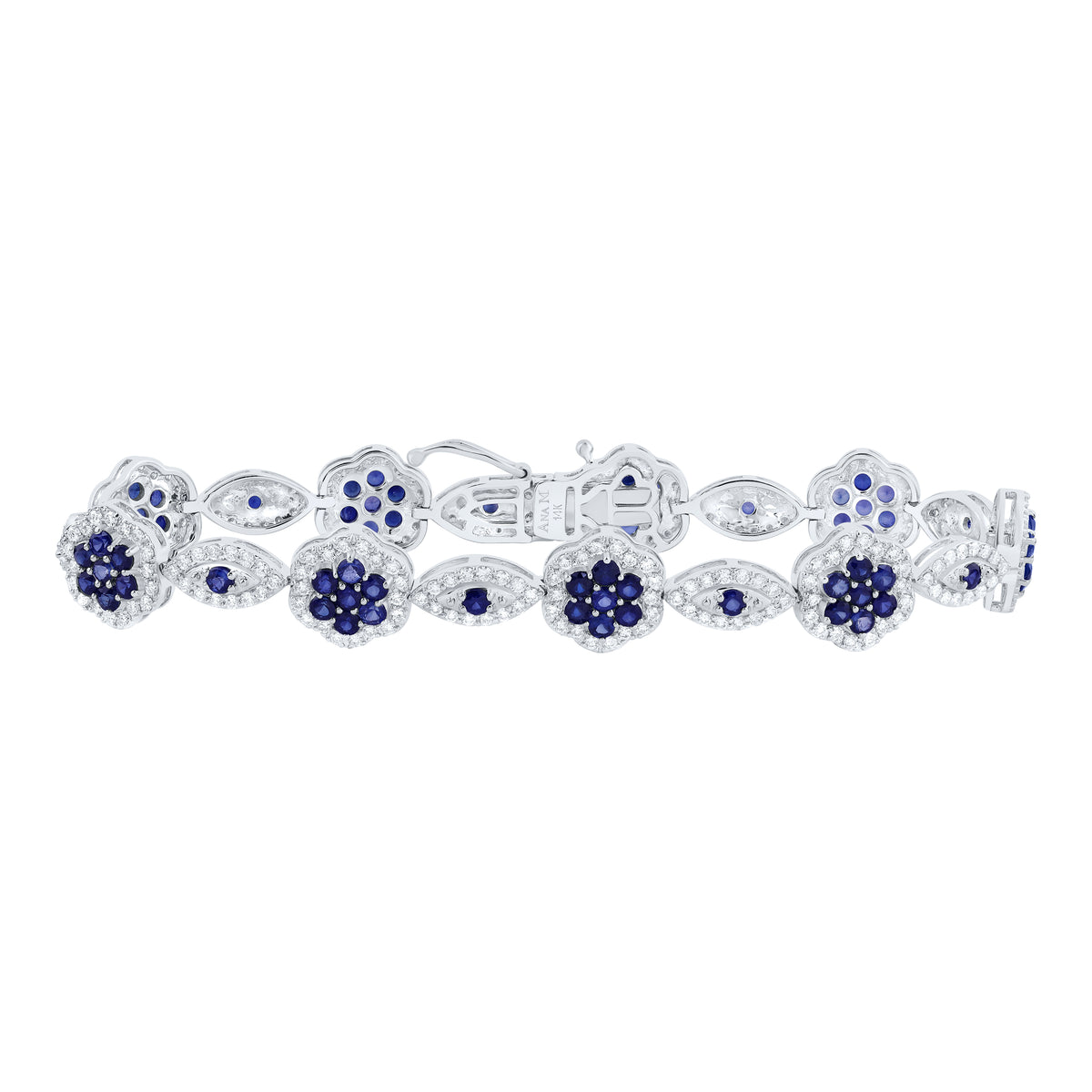 2 CTW-DIA ANA M 4CTW RD-BS NAT GEM FLOWER BRACELET (7 INCH)