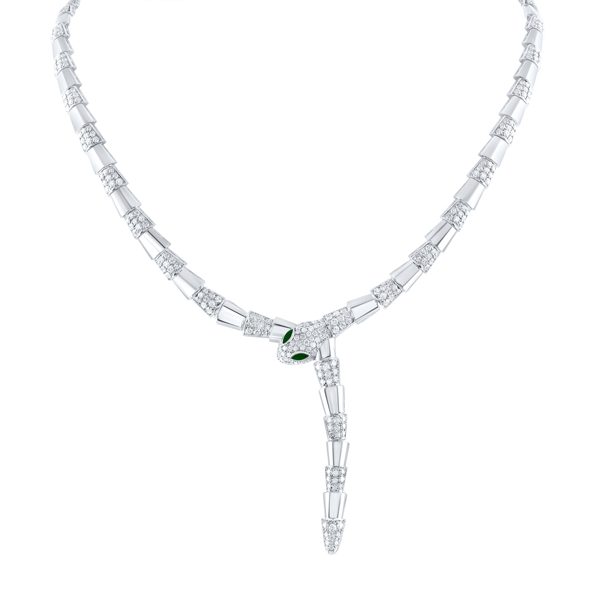 5 5/8CTW-DIA ANA M 1/5CTW- MQ-EM NAT GEM SNAKE NECKLACE (16 INCH)