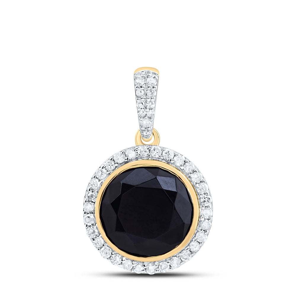 1/4CTW-DIA P1 9 MM ROUND ONYX BLACK PENDANT