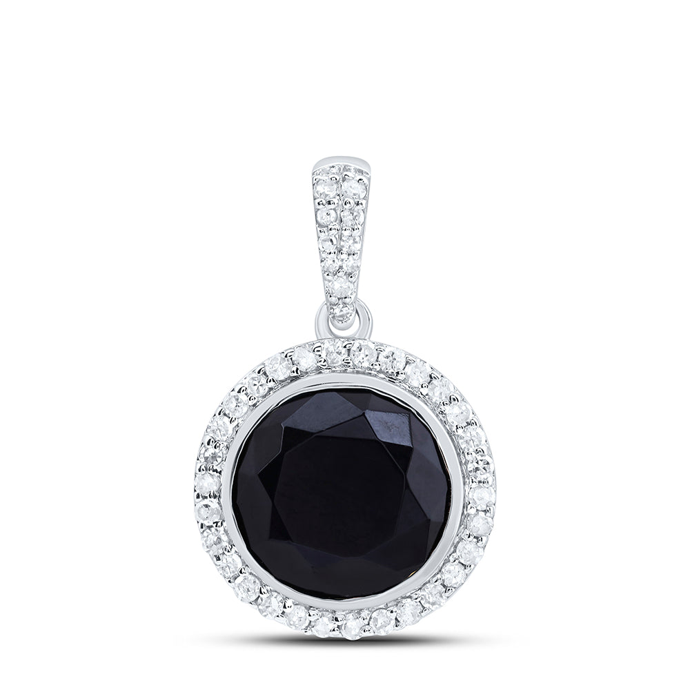 1/4CTW-DIA P1 9 MM ROUND ONYX BLACK PENDANT