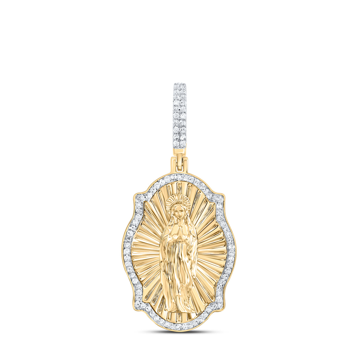 3/8CTW-DIA NK VIRGIN PRAYER MENS CHARM