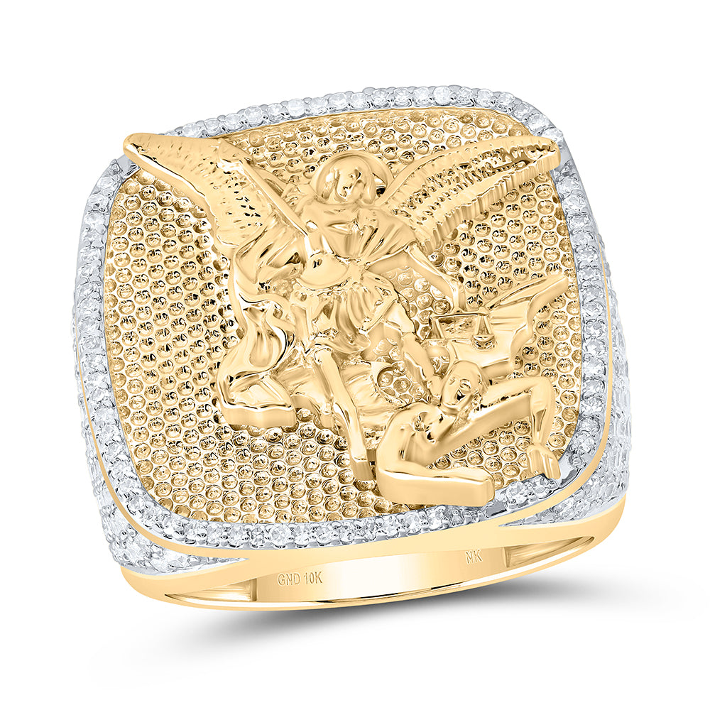 2 CTW-DIA NK MICHAEL ARCHANGEL MENS RING