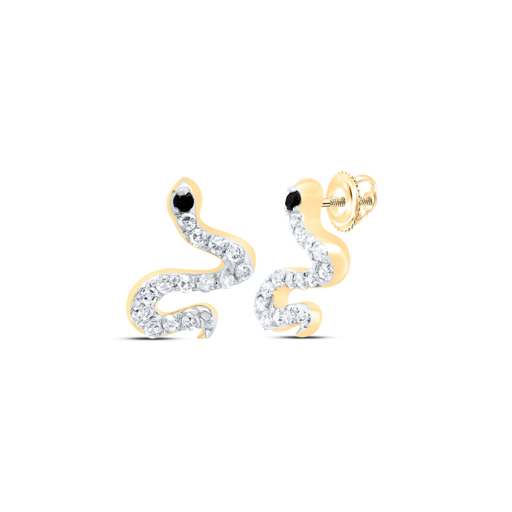 1/6CTW-DIA P1 GIFT RD-BLACK DIAMOND SNAKE EARRING