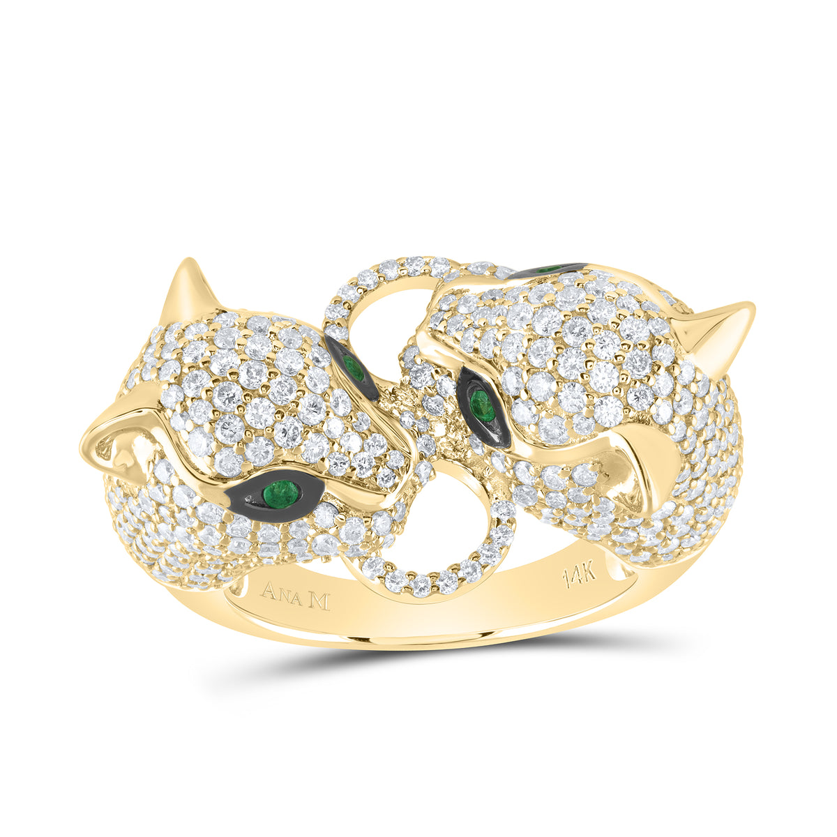 2 5/8CTW-DIA ANA M 0.03CTW EM-RD NAT GEM LADIES LEOPARD RING