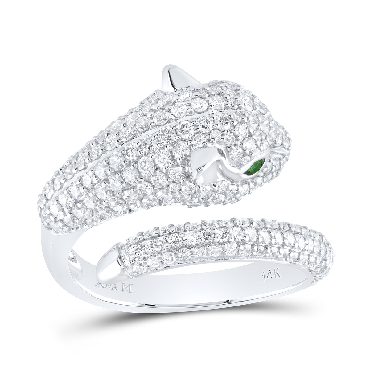 1 1/3CTW-DIA ANA M 0.04CTW EM-RD NAT GEM LADIES LEOPARD RING