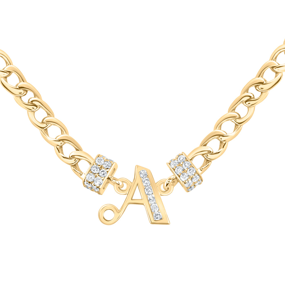 1/4CTW-DIA ANA M INITIAL "A" NECKLACE (16 INCH)