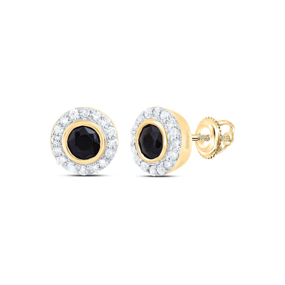 1/10CTW-DIA NK 2.8 MM ROUND ONYX BLACK EARRING