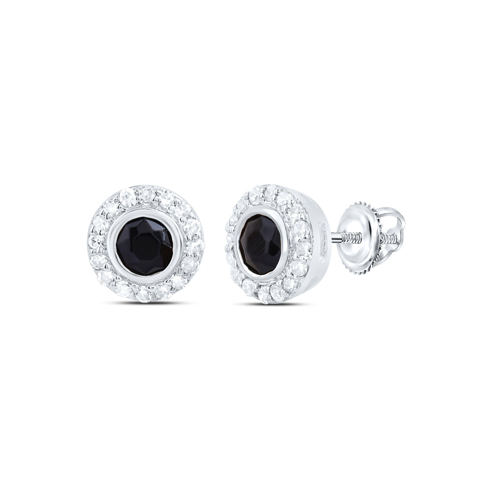 1/10CTW-DIA NK 2.8 MM ROUND ONYX BLACK EARRING