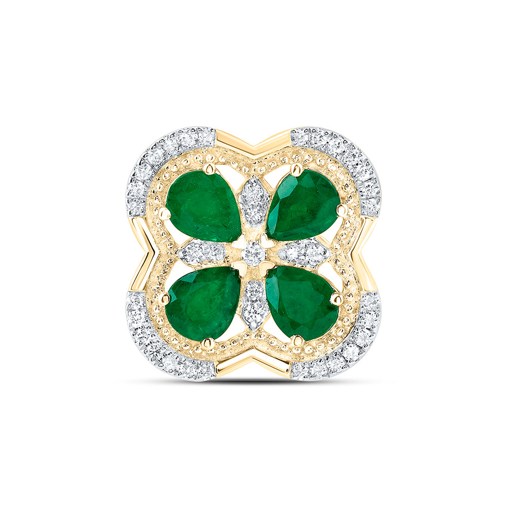 1/5CTW-DIA ANA M 1 1/4CTW-PS-EM NAT GEM CLOVER PENDANT