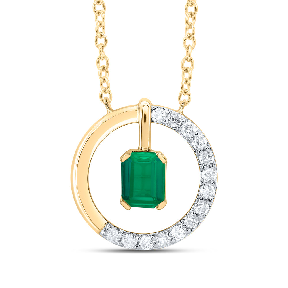 1/12CTW-DIA CN 4X3MM EM-EM NAT GEM FASHION NECKLACE(18 INCH)