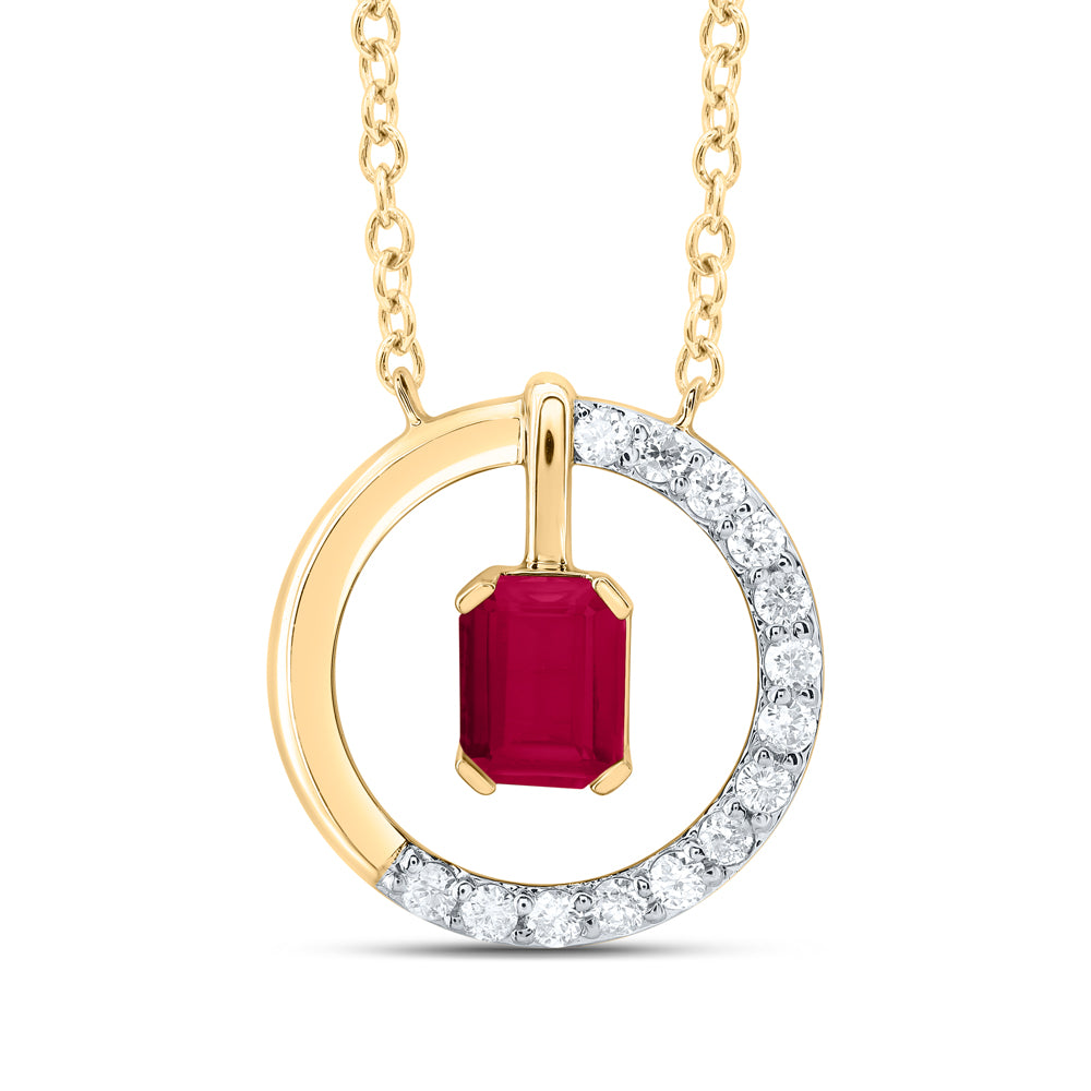 1/12CTW-DIA CN 4X3MM EM-RU NAT GEM FASHION NECKLACE(18 INCH)