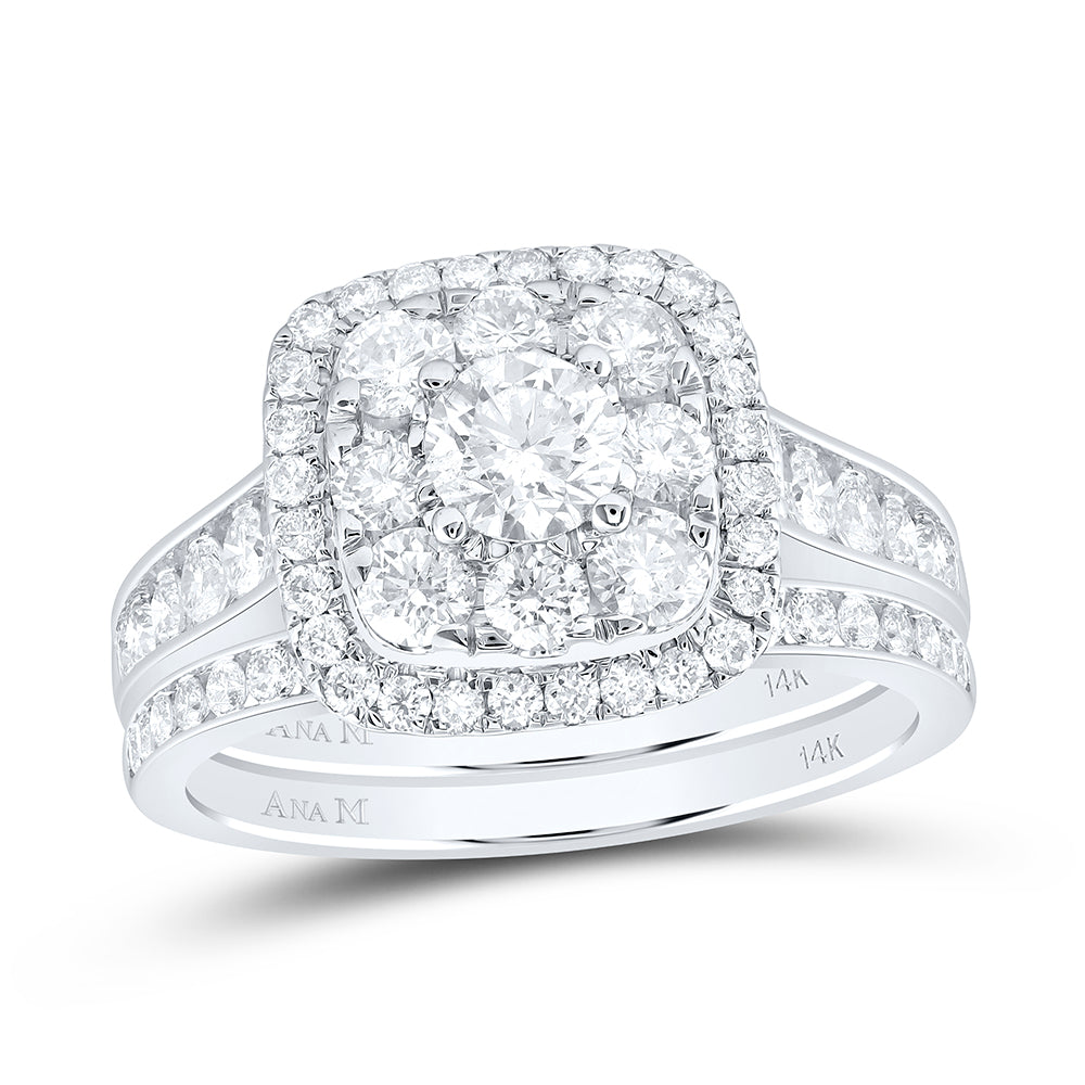 2CTW-DIA ANA M 3/8CT-CRD DOUBLE HALO BRIDAL SET