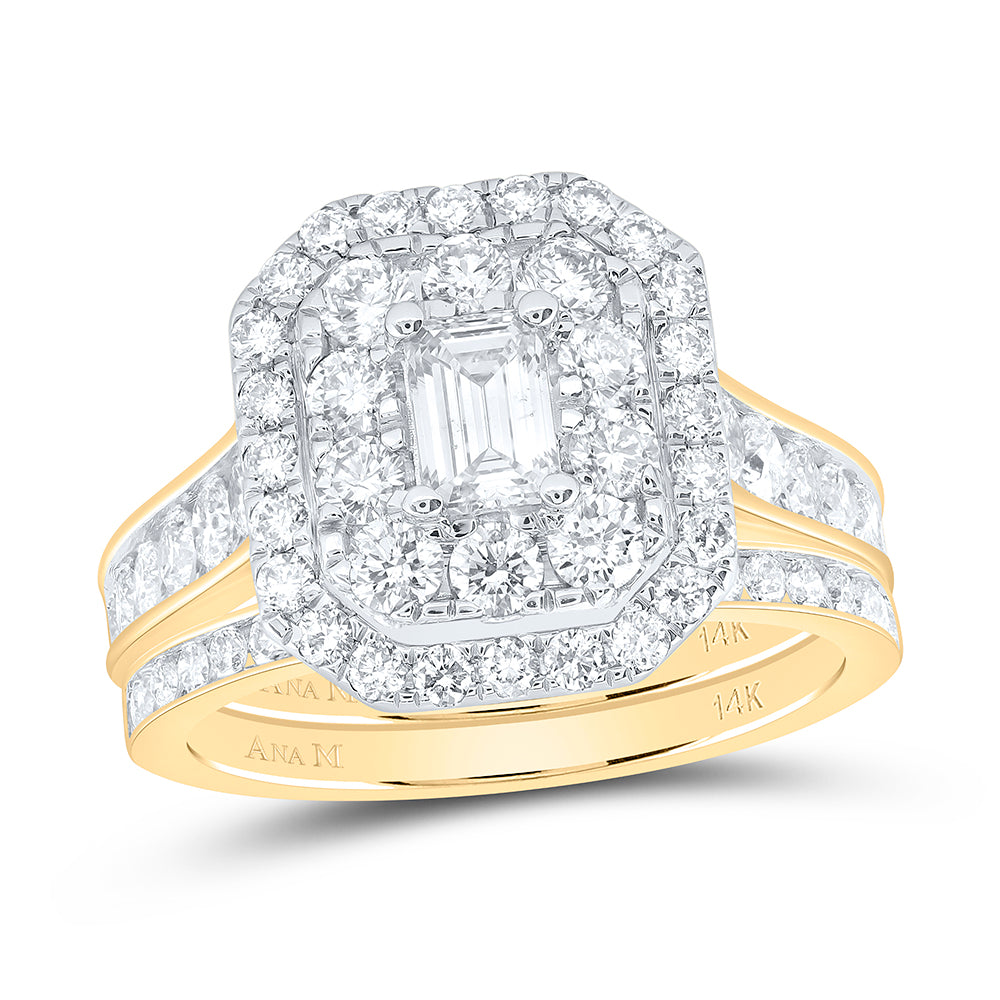 2CTW-DIA ANA M 3/8CT-CEM DOUBLE HALO BRIDAL SET