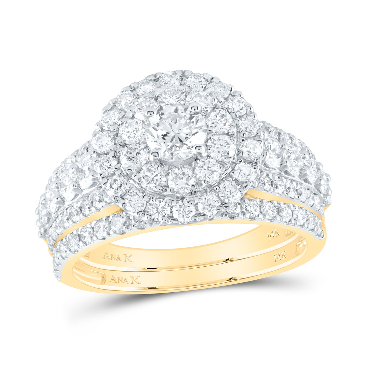 2 CTW-DIA ANA M 3/8CT-CRD DOUBLE HALO BRIDAL SET