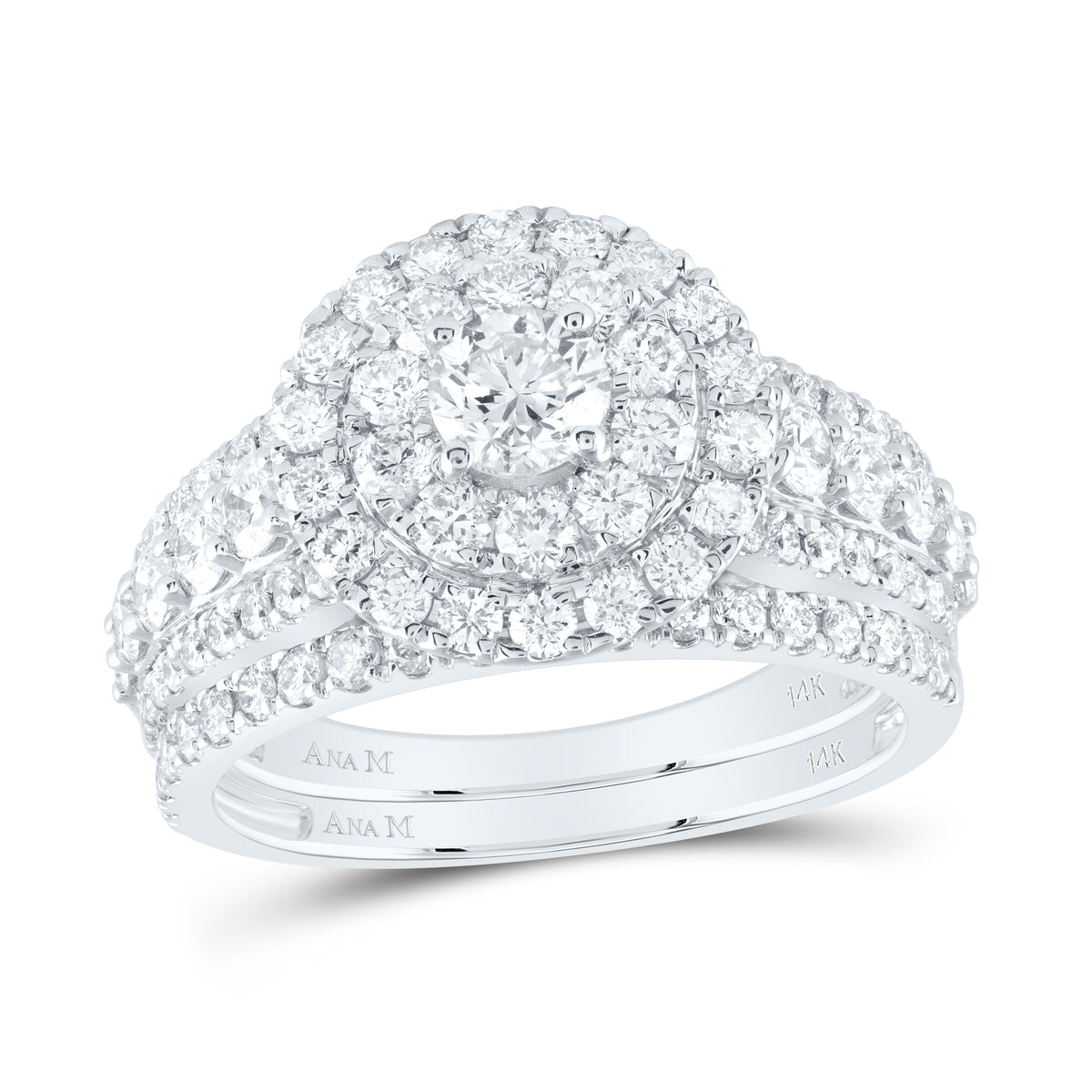 2 CTW-DIA ANA M 3/8CT-CRD DOUBLE HALO BRIDAL SET