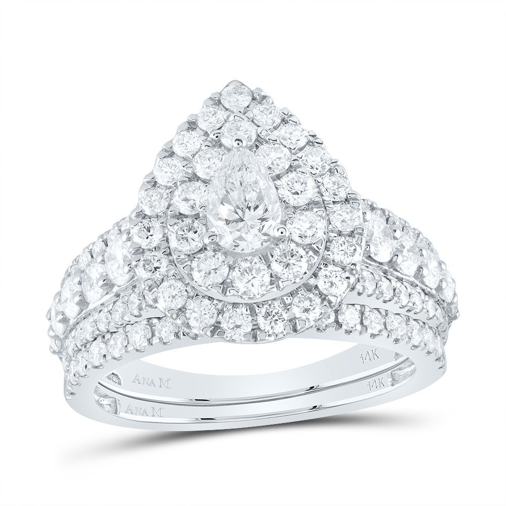 2 CTW-DIA ANA M 3/8CT-CPS DOUBLE HALO BRIDAL SET