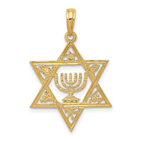 Load image into Gallery viewer, 14K Star of David w/Menorah Pendant
